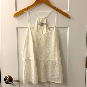 LOFT White Peplum Top Size XS